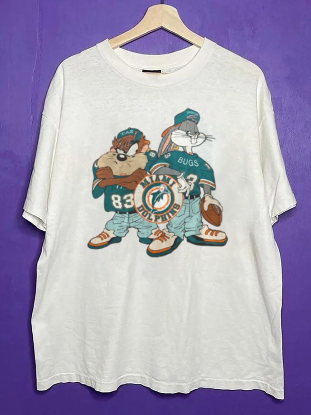 Vintage Miami Dolphins Bugs Bunny Looney Tunes Men Women Football Shirt, NFL Tee